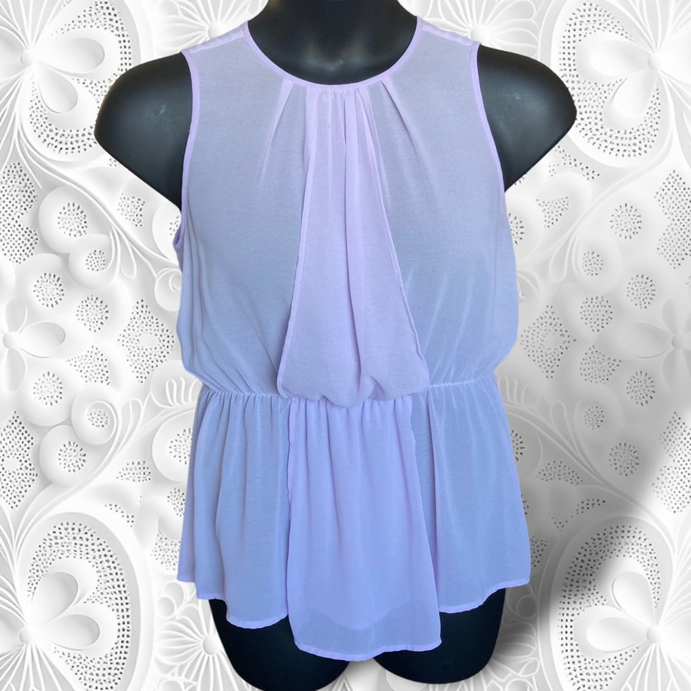 Ya Los Angeles Sheer Lavender Sleeveless Blouse
